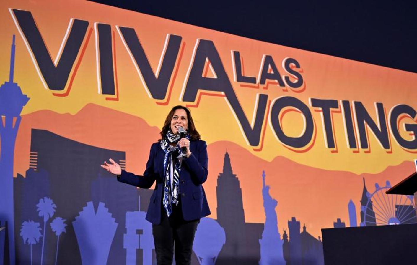 Kamala Harris, durante un acto electoral en el estado de Nevada para pedir el voto a los hispanos