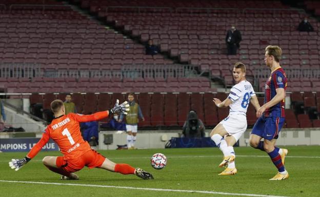 Ter Stegen, clave en la victoria del Barça ante el Dinamo de Kiev. /REUTERS