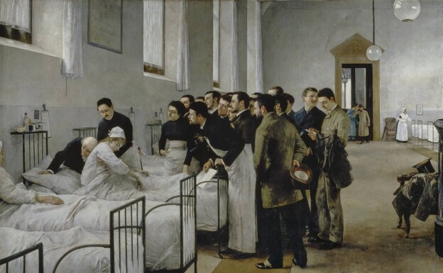 'Una sala del hospital durante la visita del médico en jefe', de Luis Jiménez Aranda. /MUSEO DEL PRADO