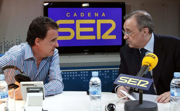 José Ramón de la Morena y Florentino Pérez, durante una entrevista en 2013.