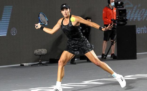 Garbiñe Muguruza, en su primer partido en el Masters femenino. 