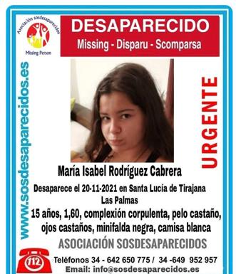 Sigue desaparecida una menor de 15 años en Gran Canaria