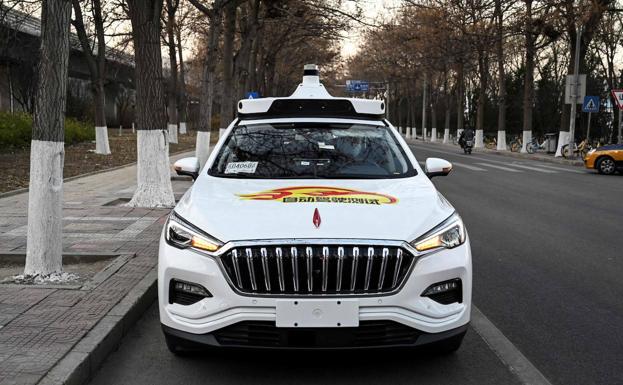 Taxi autónomo de Pekín./AFP