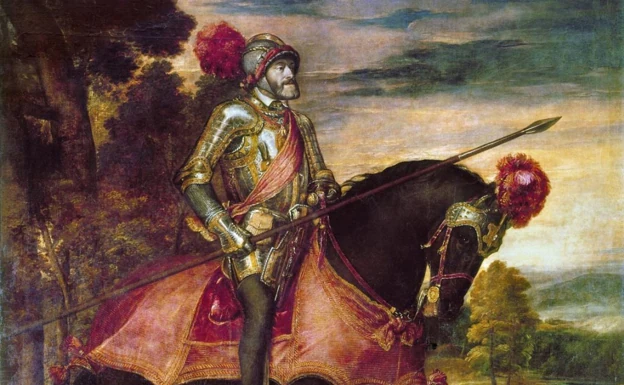 Picture of Carlos V with his armor, in the Prado Museum.  /RC