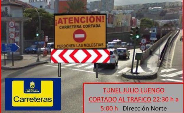Cierre por mantenimiento del Túnel Julio Luengo hoy y mañana