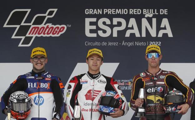 Podio en la categoría de Moto2 en el Gran Premio de España