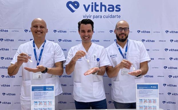From left to right, Moiseìs, Flavio and Raico, nursing staff at Vithas Las Palmas