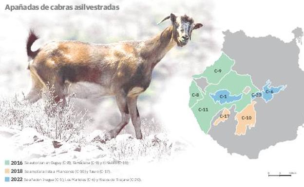 Espacios naturales protegidos en los que se autorizan las capturas de cabras asilvestradas. 