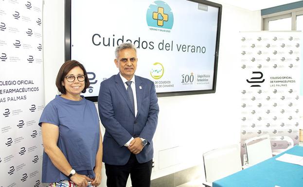 Loreto Gómez and Manuel Ángel Galván, during the presentation of the campaign. 