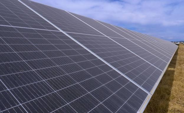 Solar panels in the Francisco Pizarro photovoltaic plant, between Aldeacentenera and Torrecillas de la Tiesa.