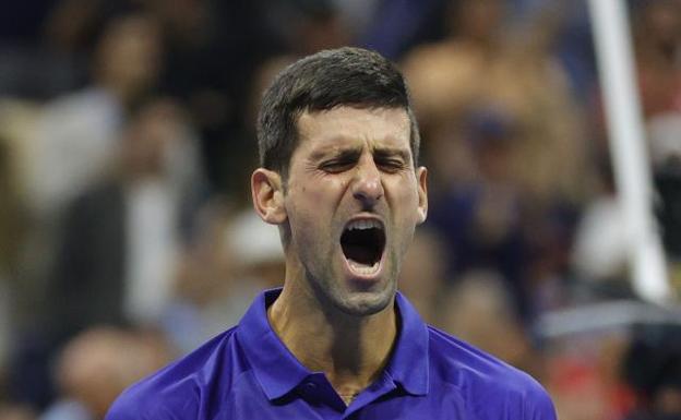 Novak Djokovic celebra una victoria en el US Open. 