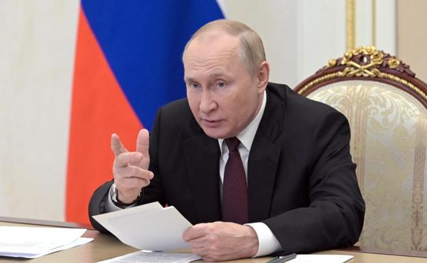 El presidente ruso, Vladímir Putin, durante una videoconferencia con jefes de Inteligencia de exrepúblicas soviéticas. 