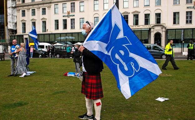 Un partidario de la independencia de Escocia durante un acto político reciente.